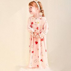 milkmilelolo 女童款 柔軟愛心 柔軟蜜桃絨保暖睡衣 上下套裝