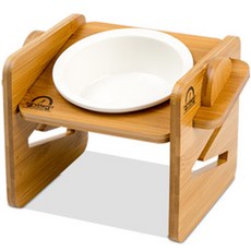 anvenue 可調式高度 狗狗 貓咪 飯碗 1口, 原木, 1個