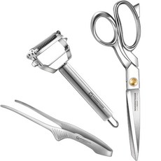 WAGENSTEIGER Schneider 全不鏽鋼剪刀 + Stender 料理夾 + 多功能削皮器組合, 1套, 單一顏色, 剪刀 + 夾子 + 削皮器