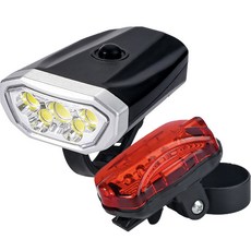 ELELLIVING 自行車 LED 燈頭燈尾燈組, 1套, 白+紅