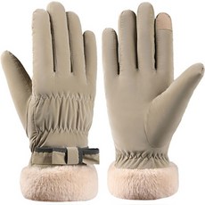 Soket 女士絲帶毛尖滑雪手套 B 雙手套組, 卡其色