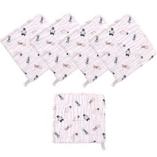 다사바바 6겹 엠보 면 거즈 손수건, 5개, 애니멀
