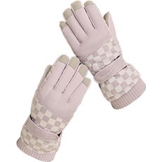 Soket 女式棋盤格滑雪手套 D 雙手套組, 淺紫色