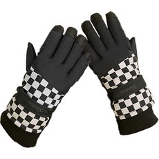 Soiket 女式棋盤格滑雪手套 B 雙手套組, 黑色的