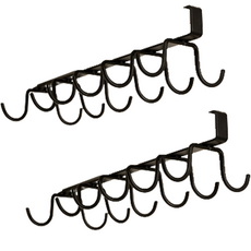 McLife 抹布廚具掛架層架雙掛鉤, 2個, 黑色