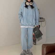 女款Paler寬鬆內刷毛日常連帽束口褲上下套裝 cpset2418k2b