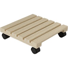 Hey Joy移動式方形木頭花盆置物架, 天然