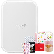 Canon 佳能 Inspic P2迷你照片打印機珠光白+禮盒隨機+相紙20p+日記本盒+裝飾貼紙隨機+美紋紙膠帶隨機發貨Dakkoo套組, PP1003A