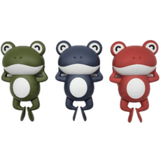 呱呱青蛙發條玩具3件組, 綠色 + 藍色 + 紅色