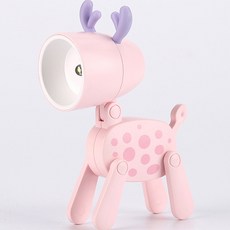 얼룩사슴 휴대 미니 스탠드 램프, 핑크사슴