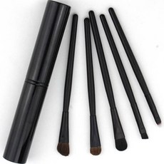 디에스 휴대용 미니 알루미늄 튜브 보관 뷰티 브러쉬 5종 세트, 블랙, 1개