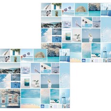 나음다름 방꾸미기 감성 엽서 포스터 장식 스티커 35p x 2개 세트, 블루