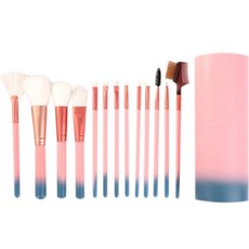 더벨라 페이스 메이크업 파우더 브러쉬 12종 세트, 1개, 핑크블루
