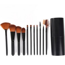 더벨라 페이스 메이크업 파우더 브러쉬 12종 세트, 1개, 블랙