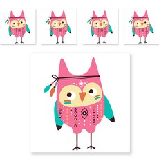 minhwashop 小油畫印度動物 5p UDOFB026A, 粉紅色的貓頭鷹