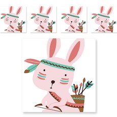 minhwashop 小油畫印度動物 5p UDOFB0266, 羽毛兔