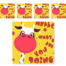 minhwashop 小型油畫動物5入, 英文 牛(UDOFB016D), 1個