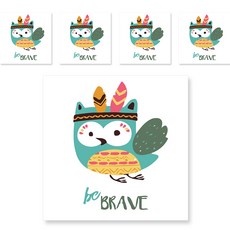 minhwashop 小油畫印度動物 5p UDOFB0268, 羽毛薄荷貓頭鷹