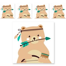 minhwashop 小型油畫印地安動物5入 UDOFB026B, 小熊, 1個