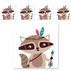 minhwashop 小型油畫印地安動物5入 UDOFB0264, 羽毛浣熊, 1個