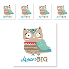 minhwashop 小型油畫印地安動物 5入 UDOFB0269, 米色貓頭鷹, 1個