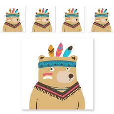 minhwashop 小型油畫 印地安動物 5入 UDOFB0261, 羽毛熊, 1個