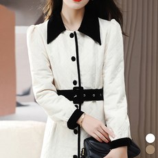 비비에모 기모안감 누빔 패딩 숄더볼륨 겨울 미니 원피스 02347 빅사이즈 포함