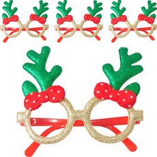 PARTYSHOW 聖誕角色眼鏡 魯道夫角綠色, 4個, 混合顏色