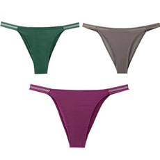 KUZ女款線條3角內褲 3件組, B（綠色、深粉色、棕色）, 1套