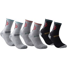 MOUNTAINLAND 男士登山襪 6 雙裝, 黑色、淺灰色、深灰色