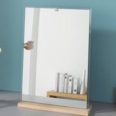 Miso Eye 超薄梳妝台壁掛式長方形玻璃鏡子, 淺木色