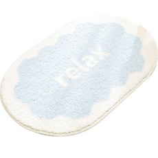 마이데일리 타원형 크림 레터링 화장실 현관 발매트 카페트, 스카이