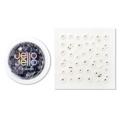 Jello Jello 花瓣水磨石亮片 GL018 天空藍 + 美甲貼紙套組, 混合色, 1個
