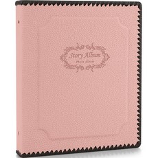 故事相簿 空白黏貼式 中型人造皮革相簿, 25張, 粉紅色