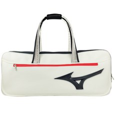 미즈노 프리미엄 알티우스 4각 2단 테니스 배드민턴 라켓 가방, 화이트 + 블랙, 1개