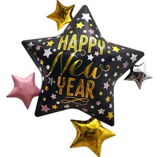 新年快樂星星氣球, 單一顏色, 2個