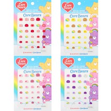 JELISPOON Care bears玩色指甲貼 4包組, 1套, 公主夢,金光閃閃,粉紅之心,藍莓牛奶