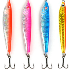 COMBI 鱒魚 櫻鱒 冰釣 金屬鐵板路亞 仿餌 4入, 隨機出貨