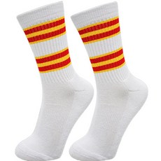 條紋狂野運動襪, 黃紅色, 1個