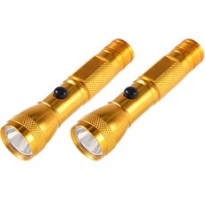 露營登山攜帶式LED電池金屬色彩一鍵手電筒, 2個, 金子