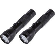 露營登山攜帶式LED電池金屬色彩一鍵手電筒, 2個, 黑色的