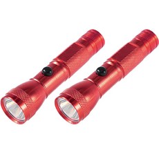 露營登山攜帶式LED電池金屬色彩一鍵手電筒, 2個, 紅色的