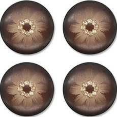 高級水鑽開襟衫外套鈕扣 30mm, 花朵1(棕色), 4個