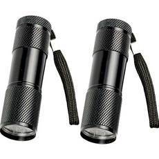 露營徒步金屬壓花攜帶式LED手電筒, 2個, 黑色的