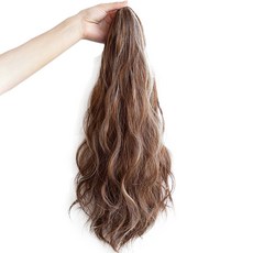 HiYuni 挑染嬉皮捲短馬尾假髮 40cm, 淺棕色, 1個