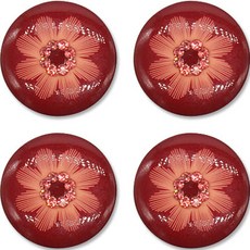 高級水鑽開襟衫外套鈕扣 30mm, 花朵1(紅色), 4個