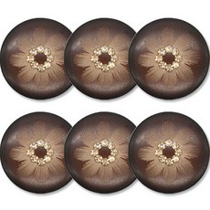 高級水鑽開襟衫大衣鈕扣 15mm, 6個, 花朵1(棕色)