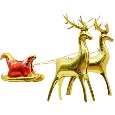4D立體馴鹿與雪橇氣球套組 大, 金色, 1套