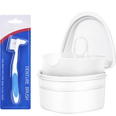 正月Nana一觸式假牙收納盒+牙刷, 白色的