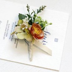 주앙오브제 러리 미니 꽃다발, 18 진한 복숭아색 리본 신부